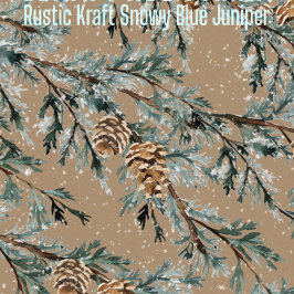 Rustic Kraft Snowy Blue Juniper Branch & Cones Geschenkpapier