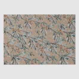 Rustic Kraft Snowy Blue Juniper Branchen & Cones Seidenpapier
