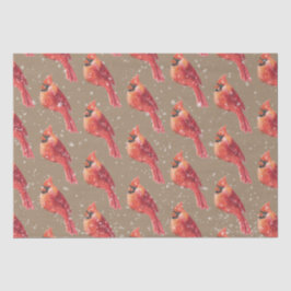 Rustic Kraft Snowy Christmas Red Kardinal Bird Seidenpapier