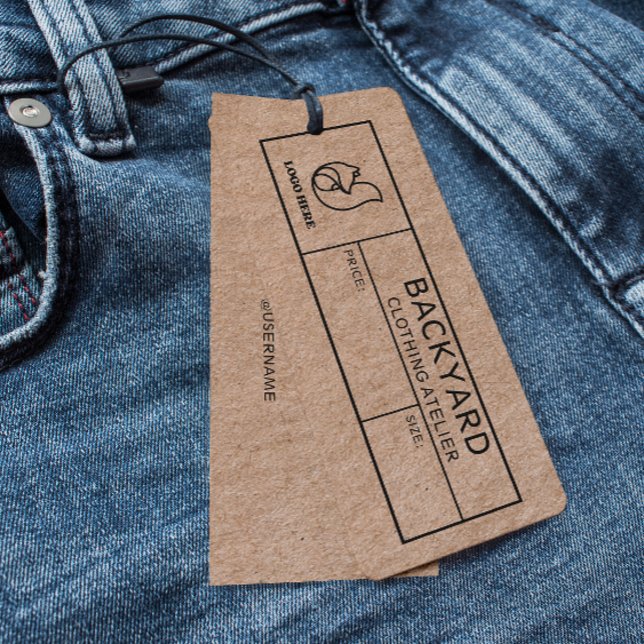 Rustic Kraft Social Media Icons Closing Hang Tag (Rustic Kraft Social Media Icons Clothing Hang Tag)