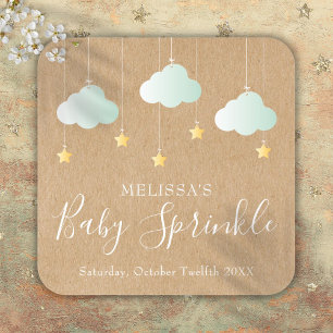 Rustic Kraft Twinkle Sprinkle Baby Dusche Quadratischer Aufkleber