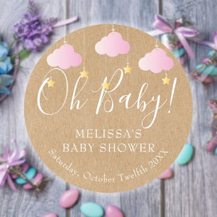 Rustic Kraft Twinkle Twinkle Oh Baby Dusche Runder Aufkleber