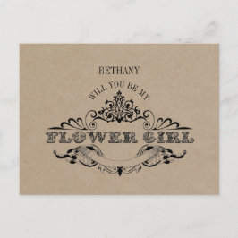Rustic Kraft Vintager Rahmen ist meine BlütenGirlk Einladungspostkarte