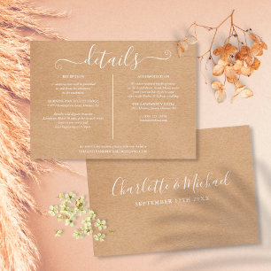 Rustic Kraft Wedding Details Information Einladung