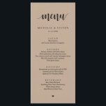 Rustic Kraft Wedding Elopement Dinner Menu Menükarte<br><div class="desc">Moderne Rustikale Braun Kraft Hochzeitskarte. Das Restaurant bietet eine große Auswahl an Speisen und Gerichten,  die Sie in der Regel auch in der Küche genießen können.</div>