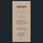 Rustic Kraft Wedding Elopement Dinner Menu Menükarte<br><div class="desc">Moderne Rustikale Braun Kraft Hochzeitskarte. Das Restaurant bietet eine große Auswahl an Speisen und Gerichten,  die Sie in der Regel auch in der Küche genießen können.</div>