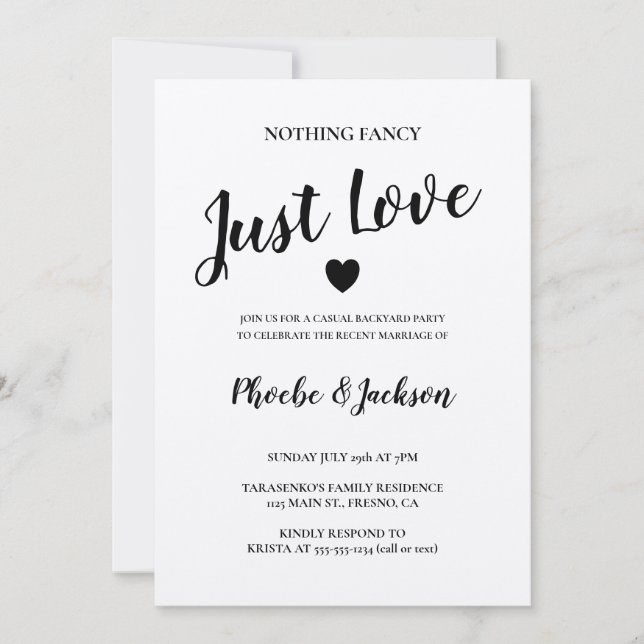 Rustic Kraft Wedding Elopement Lässiges Party Einladung (Vorderseite)