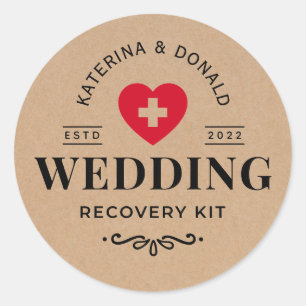 Rustic Kraft Wedding Hangover Erholung Kit Klasse Runder Aufkleber