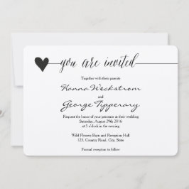 Rustic Kraft Wedding lade, Herz-Kalligrafie Einladung