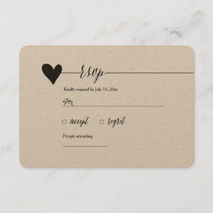 Rustic Kraft Wedding RSVP, Herz-Kalligrafie RSVP Karte