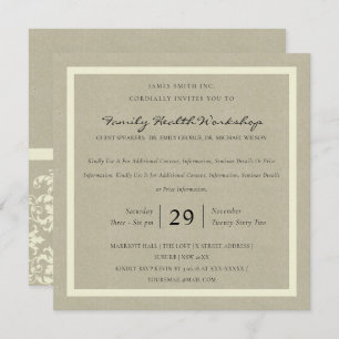 RUSTIC KRAFT WHITE DAMASK CLASSIC WORKSHOP EVENT EINLADUNG
