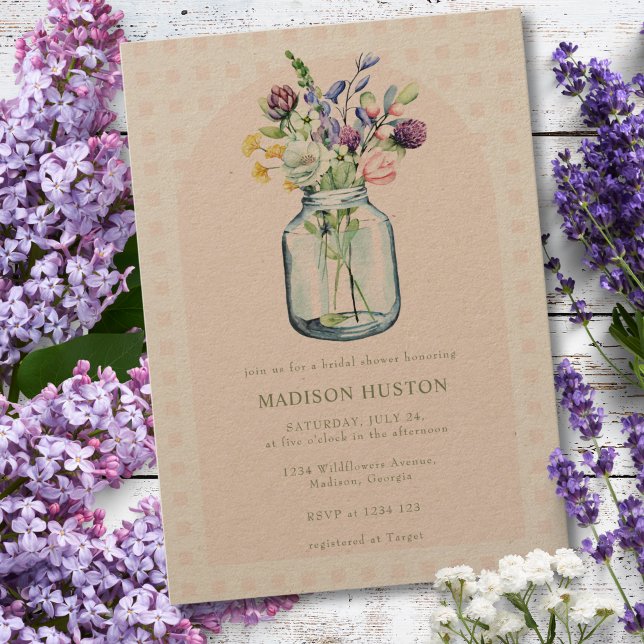 Rustic Kraft Wildblume Mason Jar Brautparty Einladung (Von Creator hochgeladen)