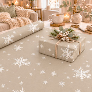 Rustic Kraft Winterweiß Schneeglanz Schneebflocken Geschenkpapier