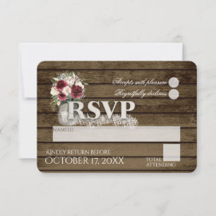 Rustic Ladder Liebe Burgundy Rose UAWG Wedding RSVP Karte
