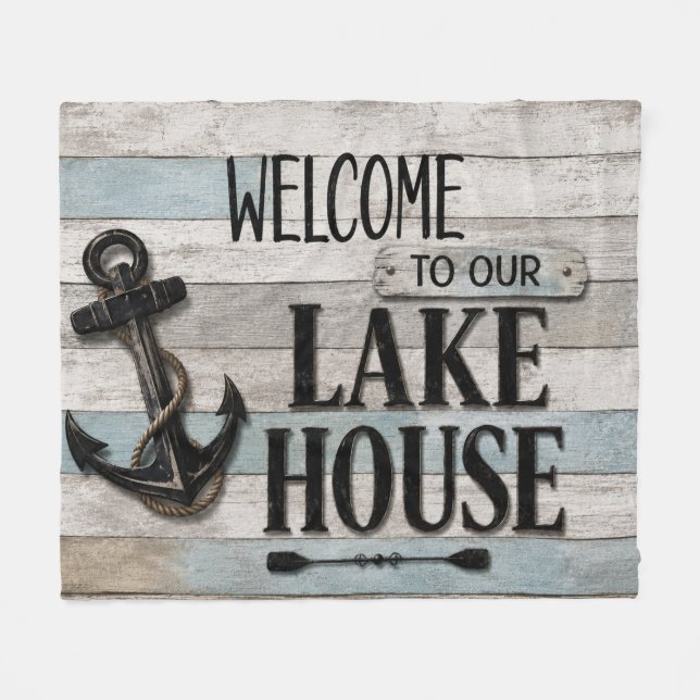 Rustic Lake House Anchor Nautical Coastal  Fleecedecke (Vorderseite (Horizontal))