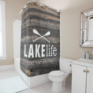 Rustic Lake Life Paddles Personalisiert Duschvorhang