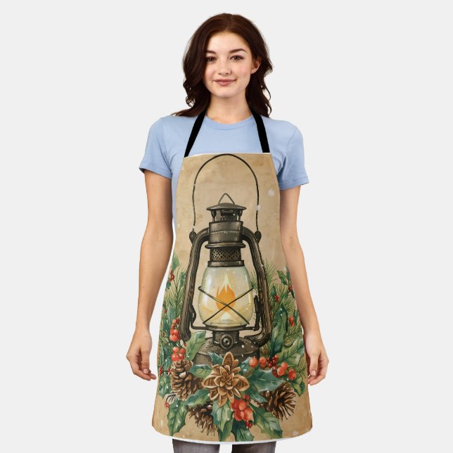 Rustic lantern christmas holly pine festive winter schürze (Getragen)