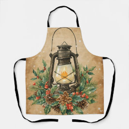 Rustic lantern christmas holly pine festive winter schürze