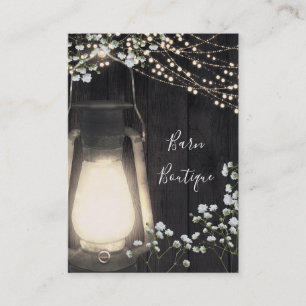 Rustic Lantern Light & Baby's Breath Floral Visitenkarte