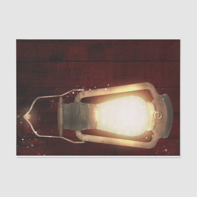 Rustic Lantern Lights Cherry Wood Barn Hochzeit Seidenpapier (Vorderseite)