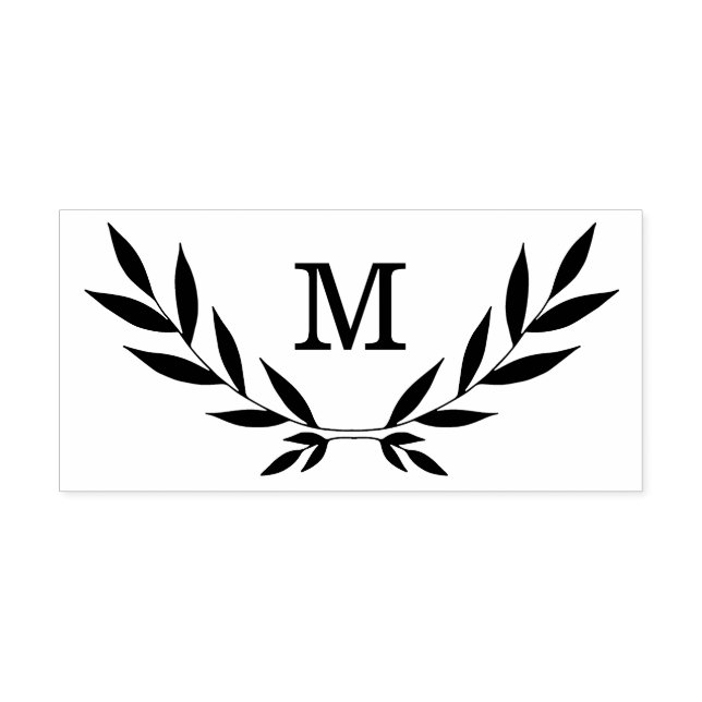 Rustic Laurel Branch Monogram Gummistempel (Prägung)