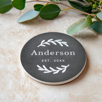 Rustic Laurel Branch Wreath Nachname Monogram