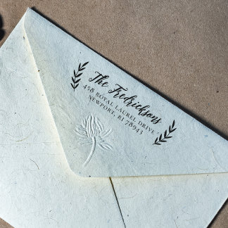Rustic Laurel Familienname Rücksendeadresse Gummistempel