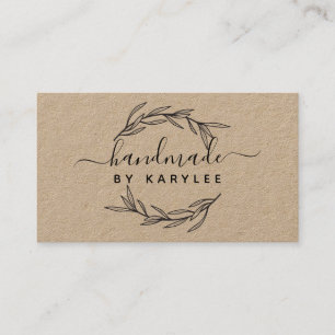 Rustic Laurel Leaf Handmade Script Visitenkarte