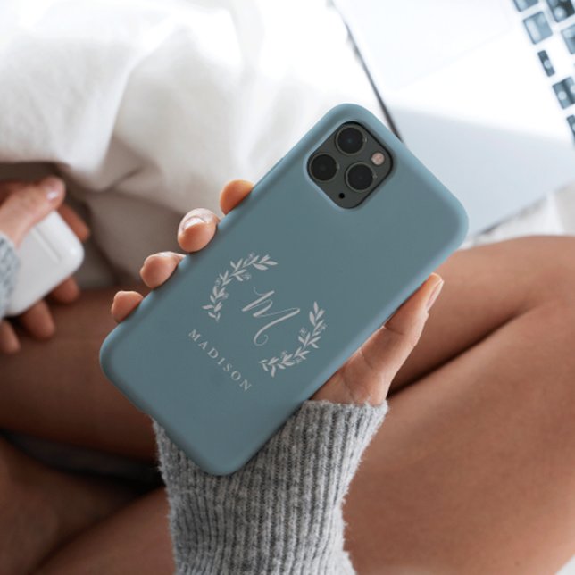 Rustic Laurel Monogram Name Case-Mate iPhon Case-Mate iPhone Hülle (Von Creator hochgeladen)