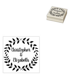 Rustic Laurel Wreath | Einfacher Name des Hochzeit Gummistempel
