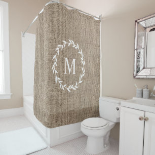 Rustic Laurel Wreath Farmhouse Style Burlap Dusche Duschvorhang