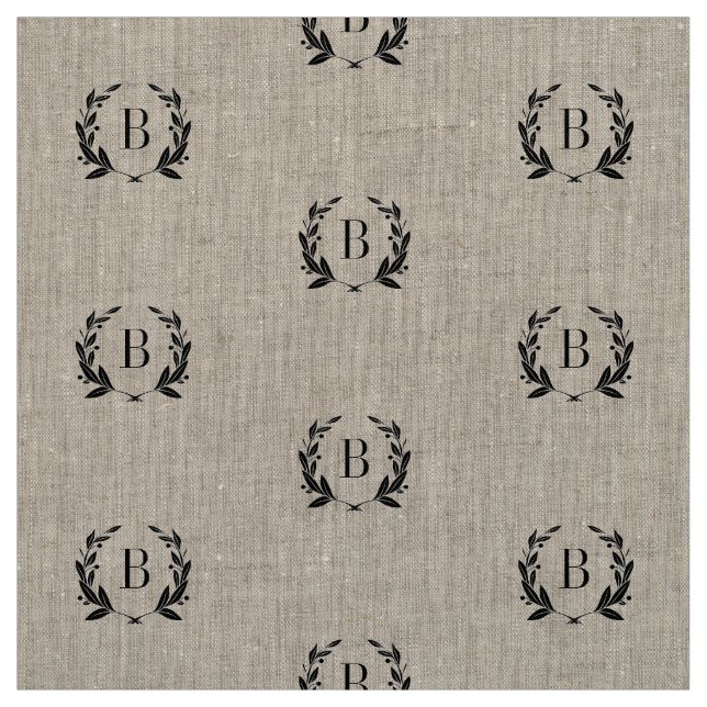 Rustic Laurel Wreath Monogram Stoff (Muster)