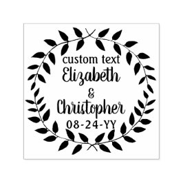 Rustic Laurel Wreath Simple Country Wedding Script Permastempel