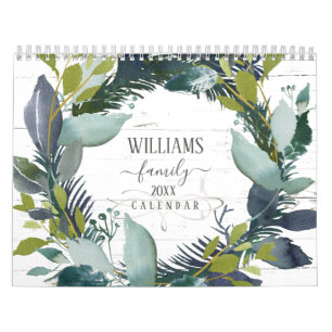 Rustic Laurel Wreath Watercolor Family Foto 2023 Kalender