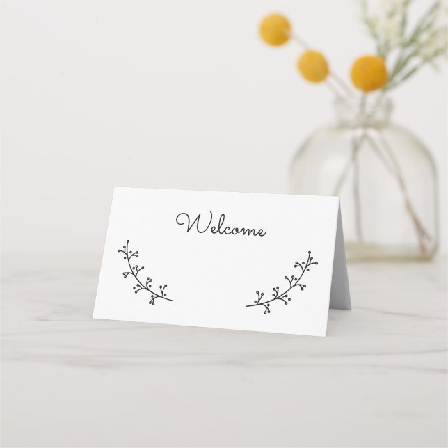 Rustic Laurels Wedding Platzkarte (Vorderseite)