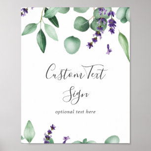 Rustic Lavender and Eucalyptus Custom Text Sign Poster