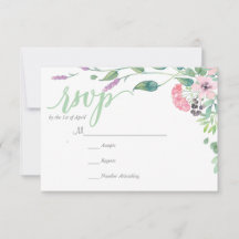 RUSTIC Lavender Aquarell Blätter RSVP Card
