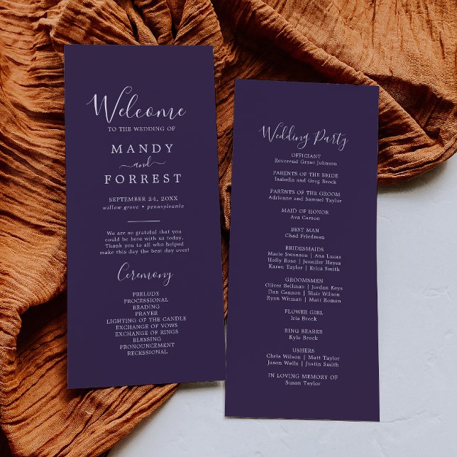 Rustic Lavender Coordinate Plum Wedding Program Programm (Von Creator hochgeladen)