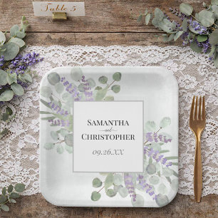 Rustic Lavender & Eucalyptus Elegant Boho Wedding Pappteller