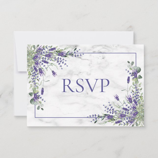 Rustic Lavender Eucalyptus Greenerity Wedding RSVP (Vorderseite)