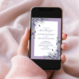 Rustic Lavender Eucalyptus Wood Script Wedding Einladung