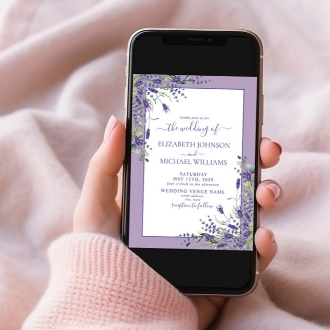 Rustic Lavender Eucalyptus Wood Script Wedding Einladung (Von Creator hochgeladen)