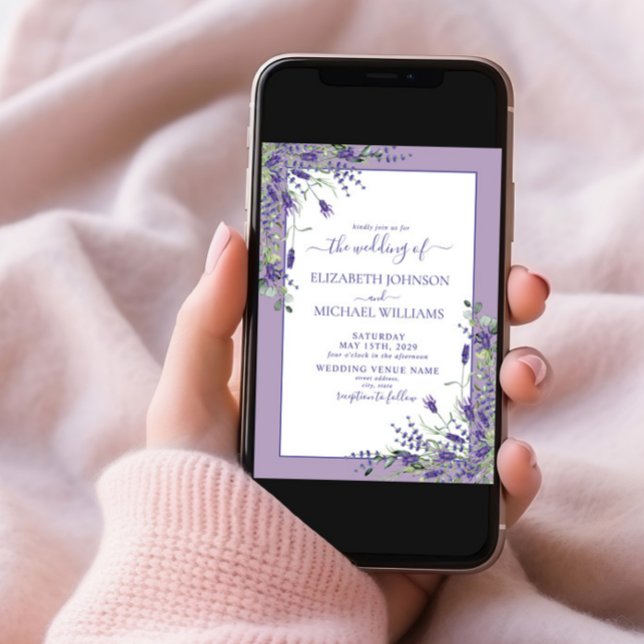 Rustic Lavender Eucalyptus Wood Script Wedding Einladung (Von Creator hochgeladen)