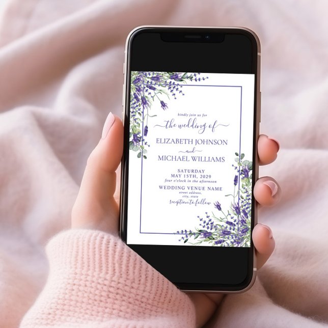 Rustic Lavender Eucalyptus Wood Script Wedding Inv Einladung (Von Creator hochgeladen)