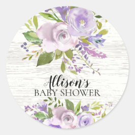Rustic Lavender Floral Baby Dusche Umschlag Aufkle Runder Aufkleber