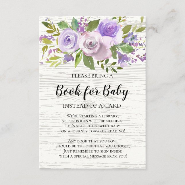Rustic Lavender Floral Baby Shooting Book for Baby Begleitkarte (Vorderseite)