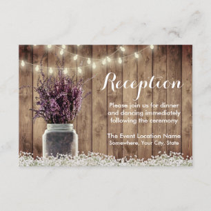 Rustic Lavender Floral Mason Jar Hochzeitsempfang Einladung