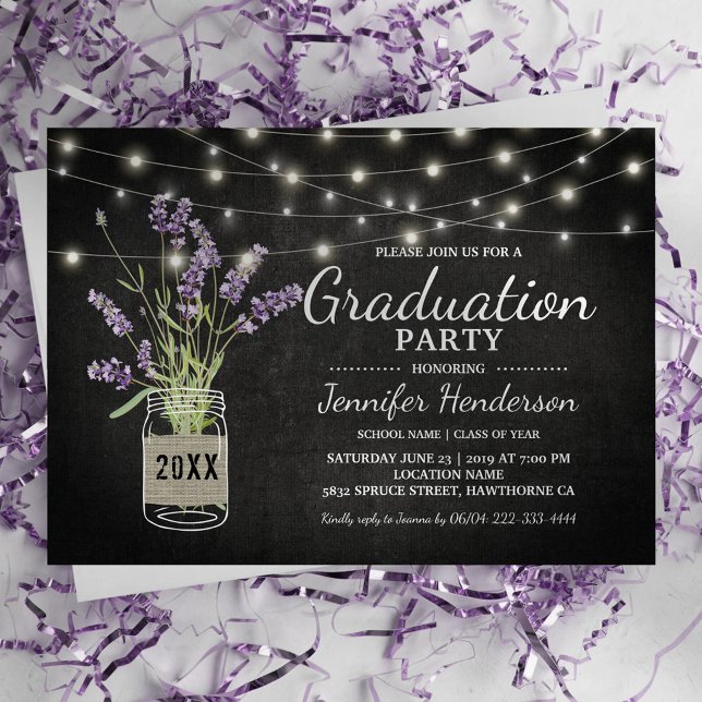 Rustic Lavender Graduation Party Class of 2025 Einladung (Von Creator hochgeladen)