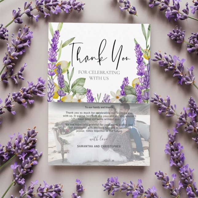 Rustic Lavender & Lemons Wedding Vielen Dank Dankeskarte (Von Creator hochgeladen)