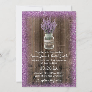 Rustic Lavender Mason Jar Lila Blume Hochzeit Einladung